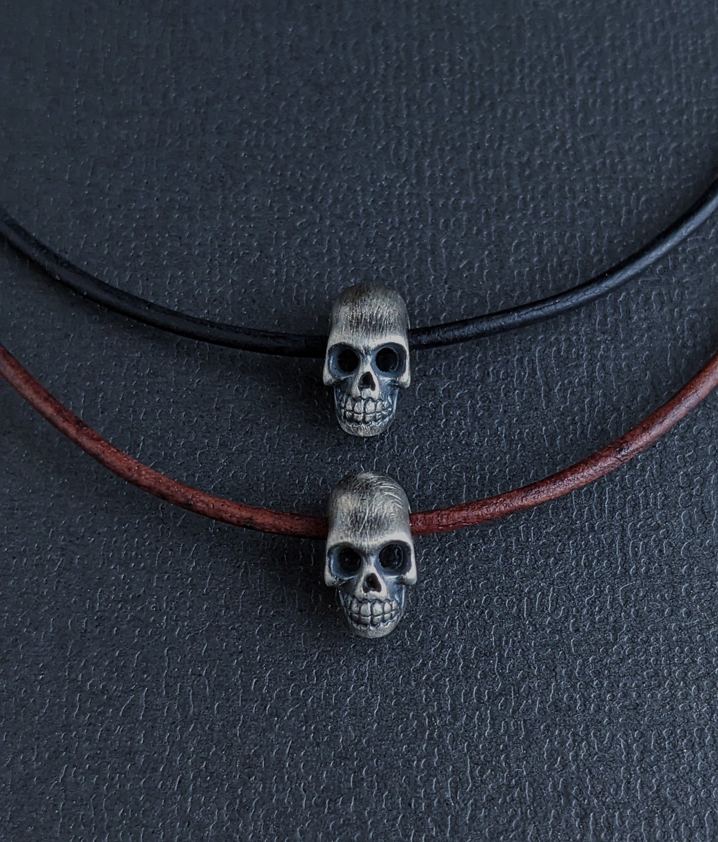 Skull Bead Leather Cord Necklace