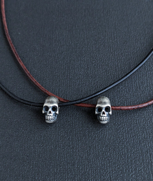 Skull Bead Leather Cord Necklace