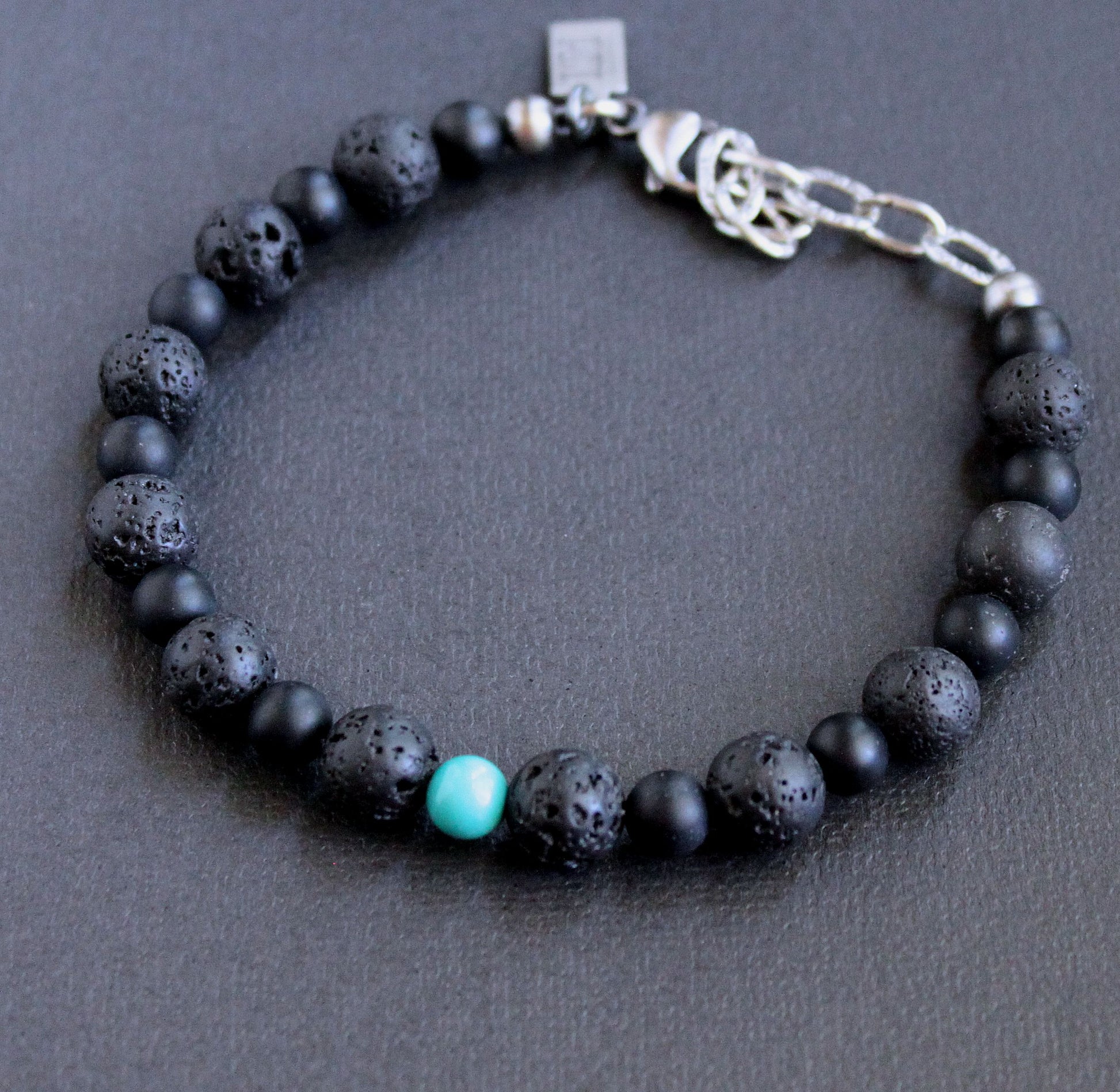men's black turquoise bead bracelet
