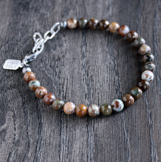 Men's African Green Opal bead bracelet