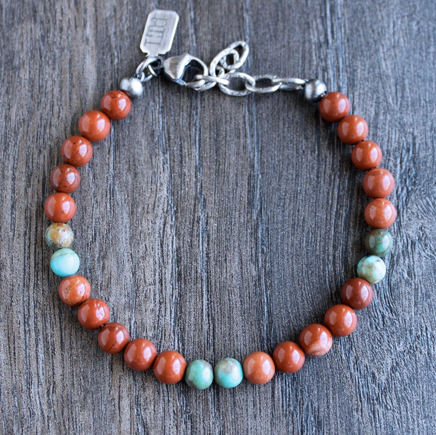 men's red and blue bead bracelet