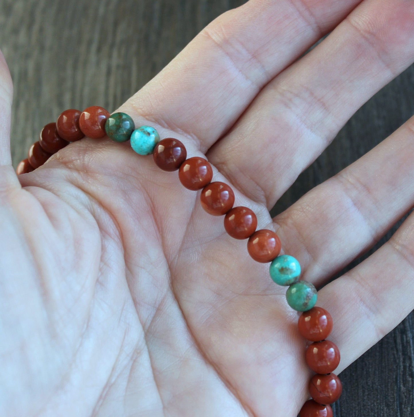 men's 6mm jasper turquoise bead bracelet