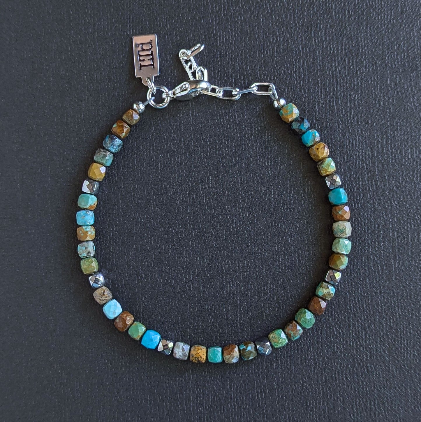 4mm micro faceted cube bead bracelet, adjustable