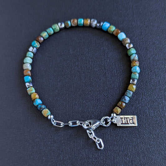 men's adjustable turquoise bead bracelet