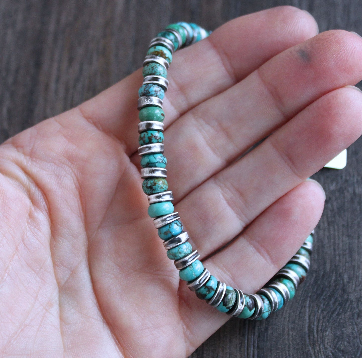 men's 6mm natural turquoise bracelet, adjustable