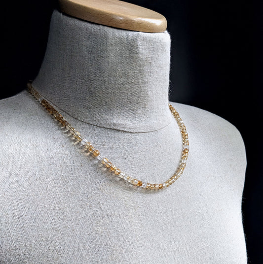 men's citrine cube bead necklace