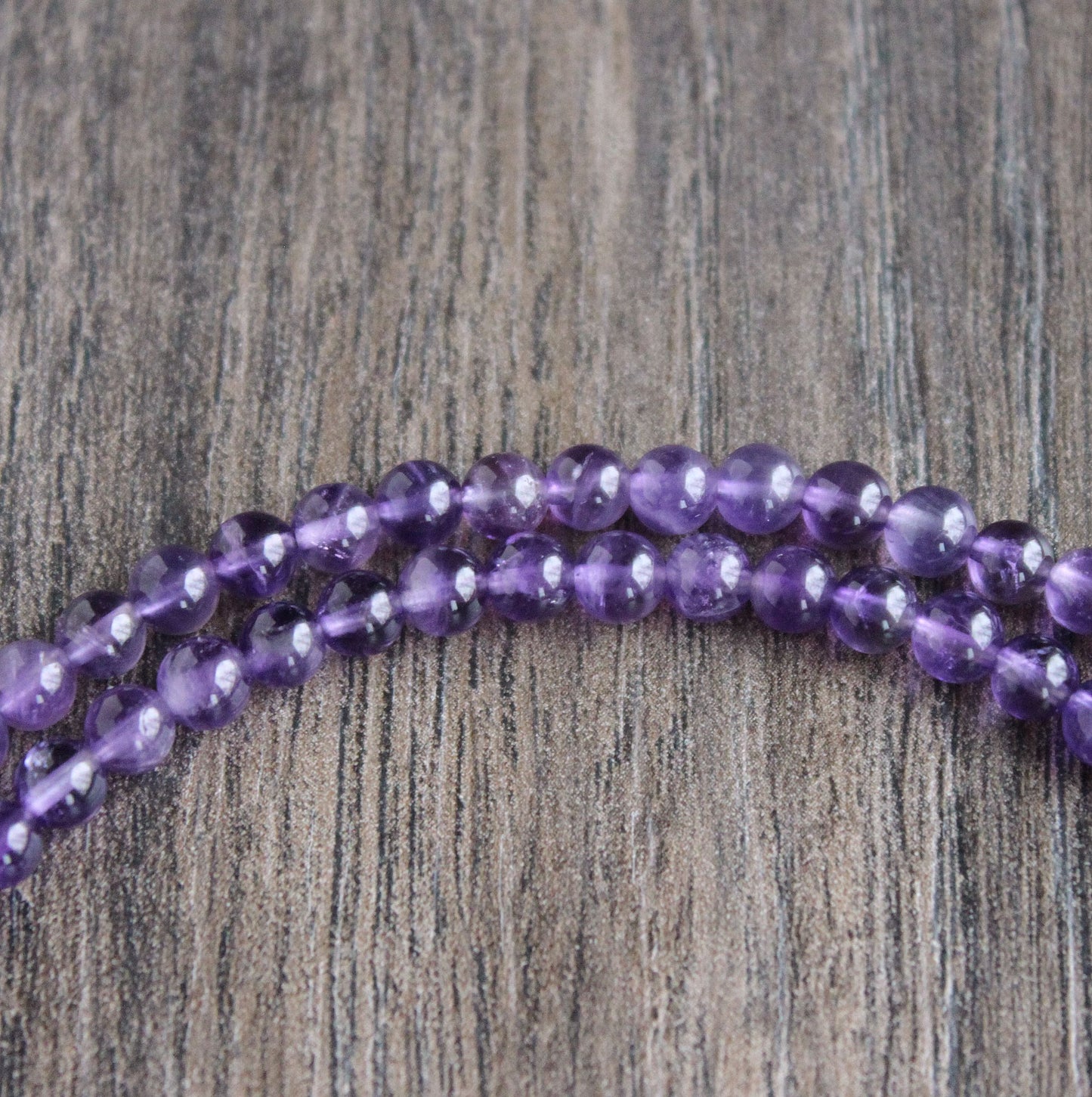 simple 4mm purple amethyst bead necklace