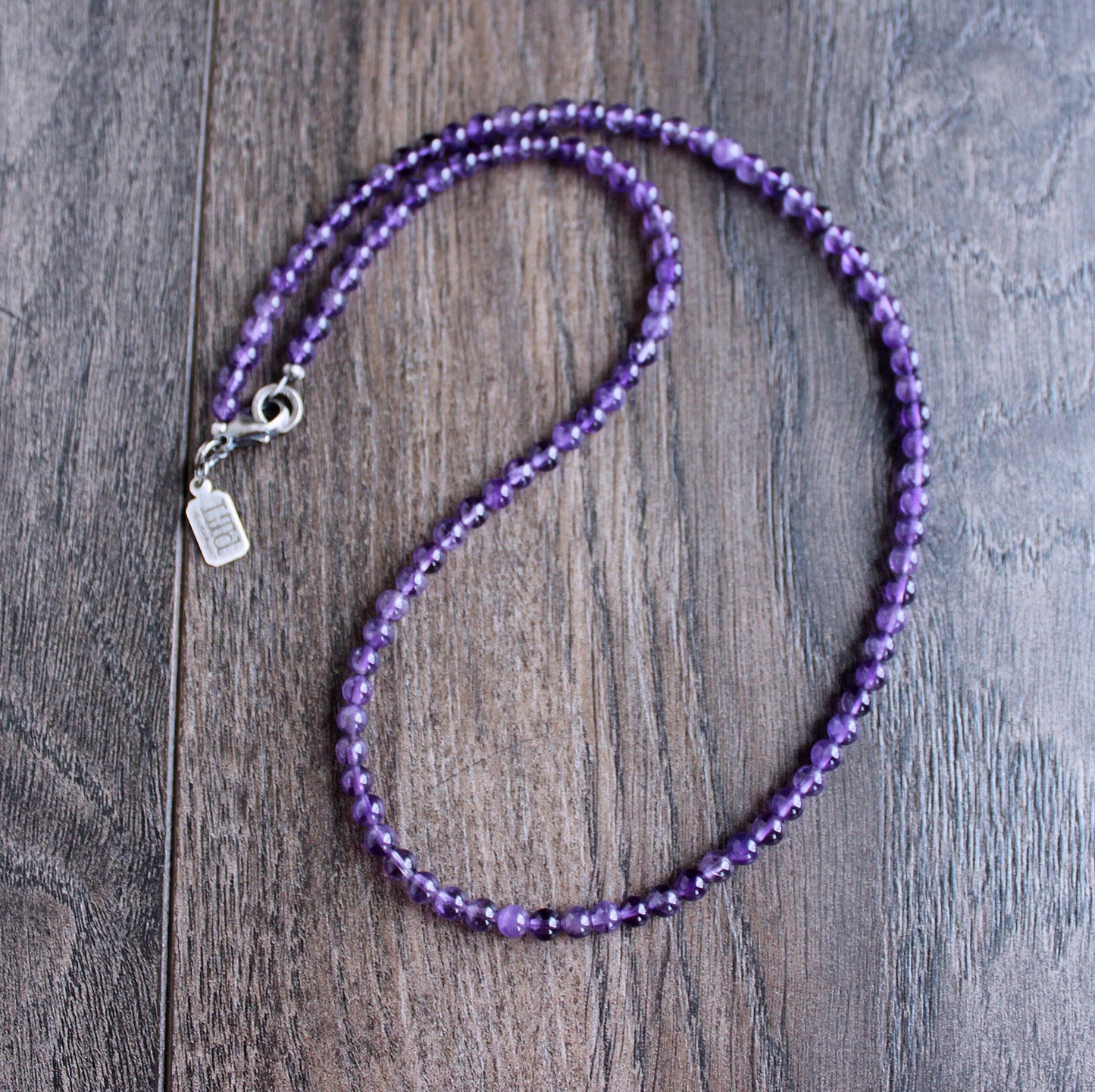 men's minimalist amethyst bead necklace
