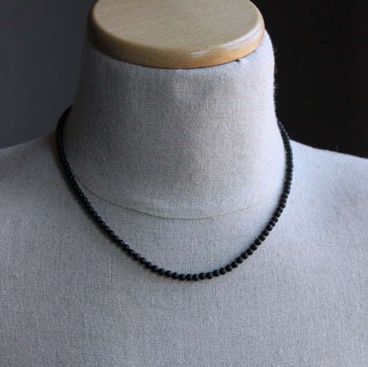 4mm Matte Black Onyx Bead Necklace