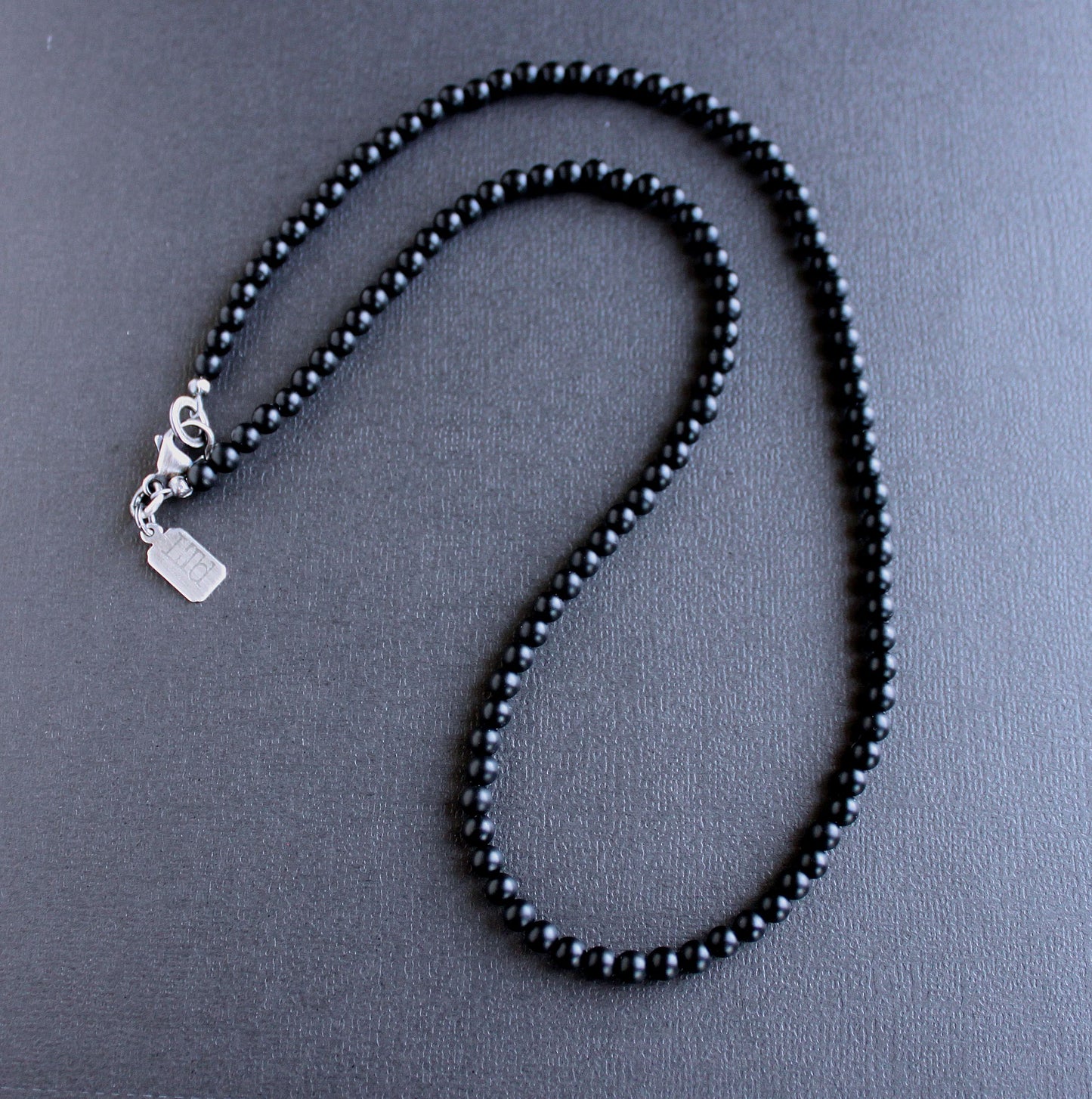 4mm Matte Black Onyx Bead Necklace