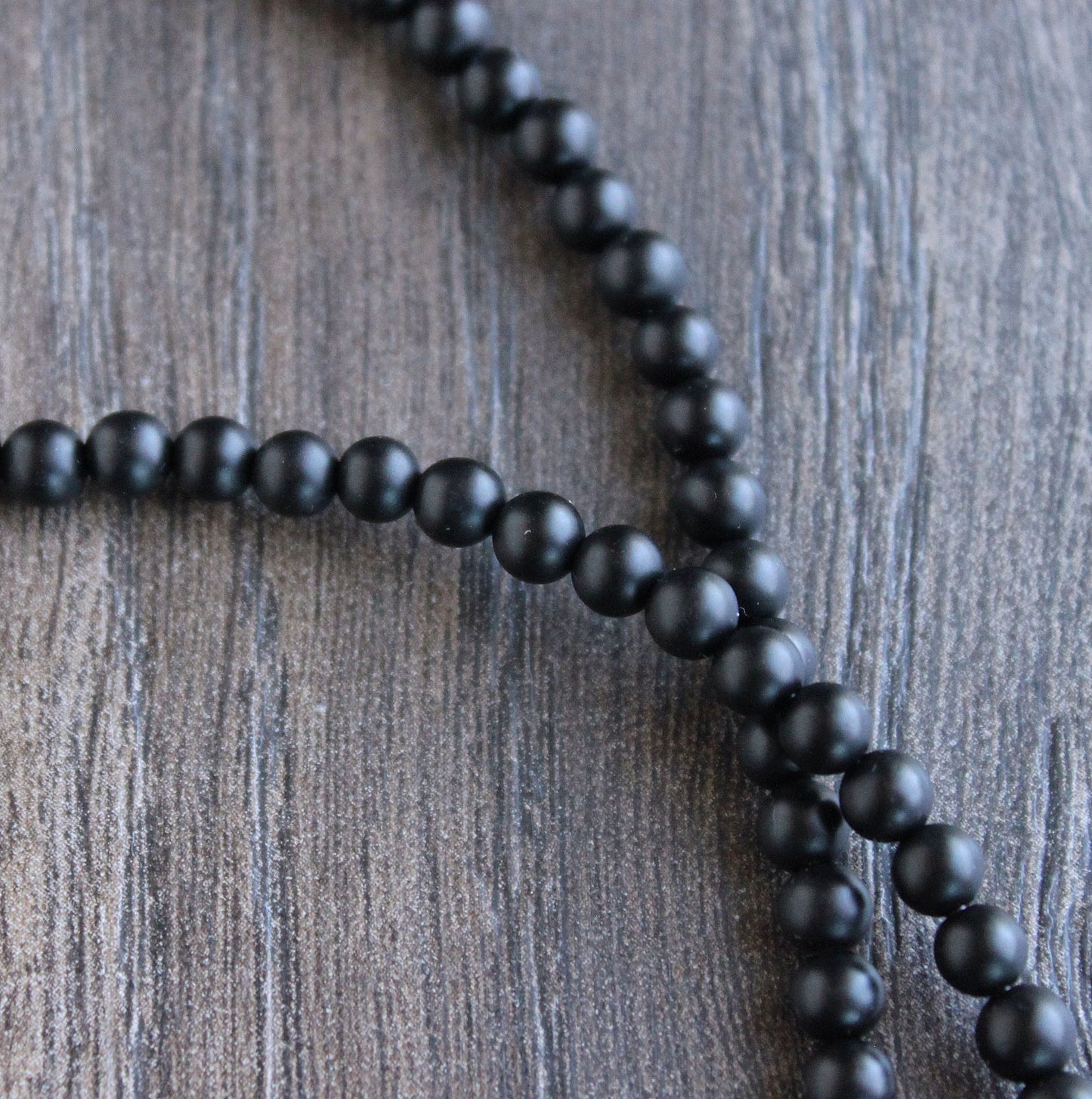 4mm Matte Black Onyx Bead Necklace