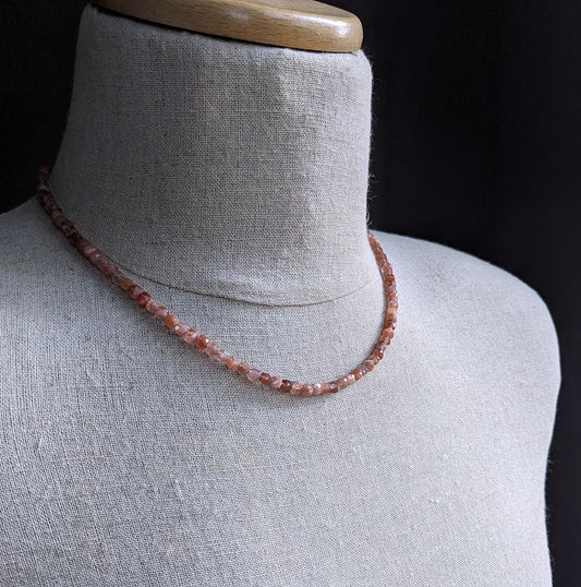 men's sunstone cube bead necklace