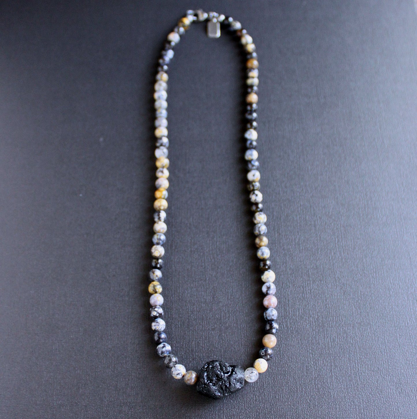 men's dendritic opal bead necklace