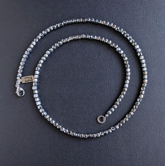 men's titanium cube bead necklace
