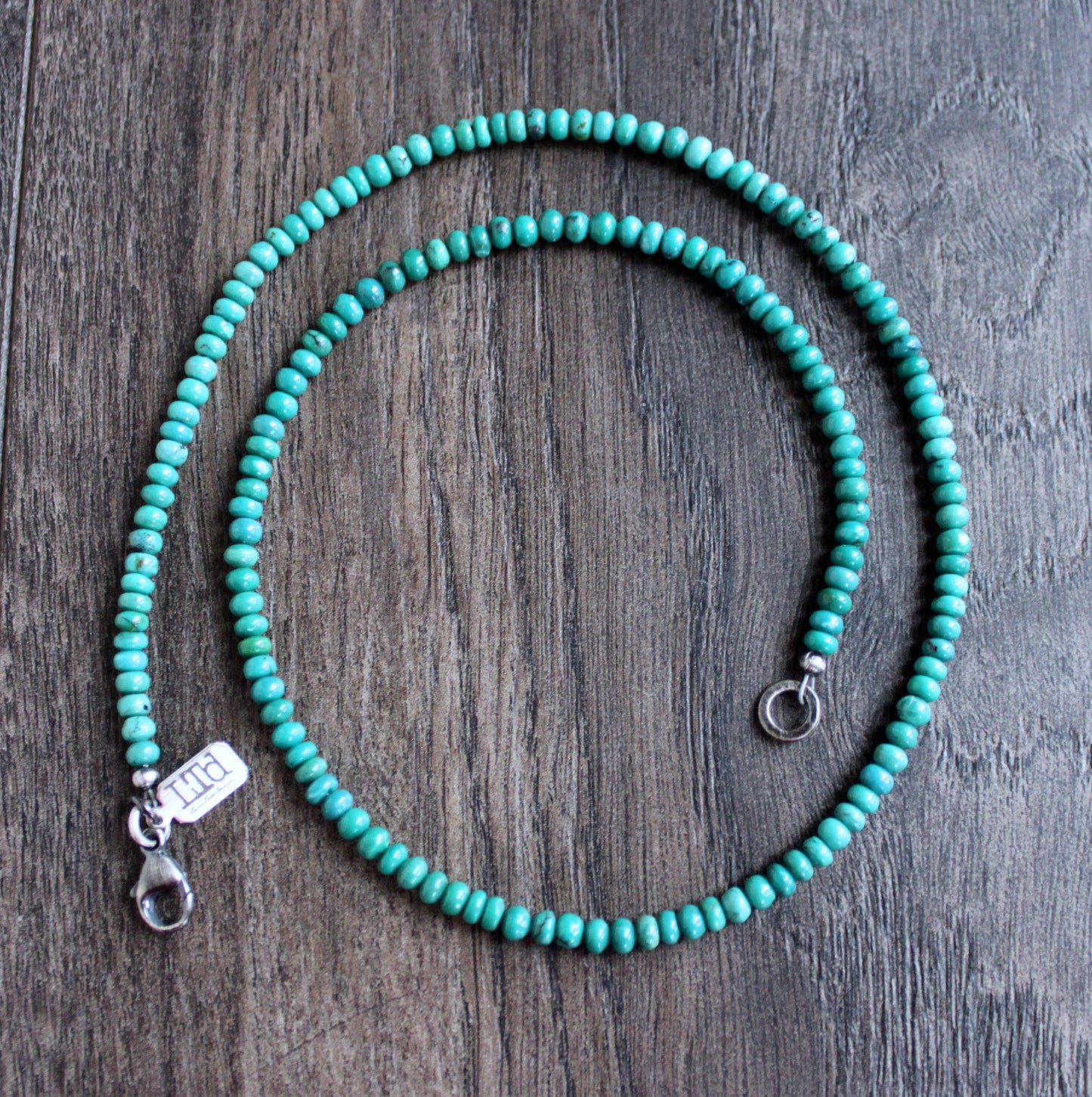 Men's genuine turquoise beaded necklace