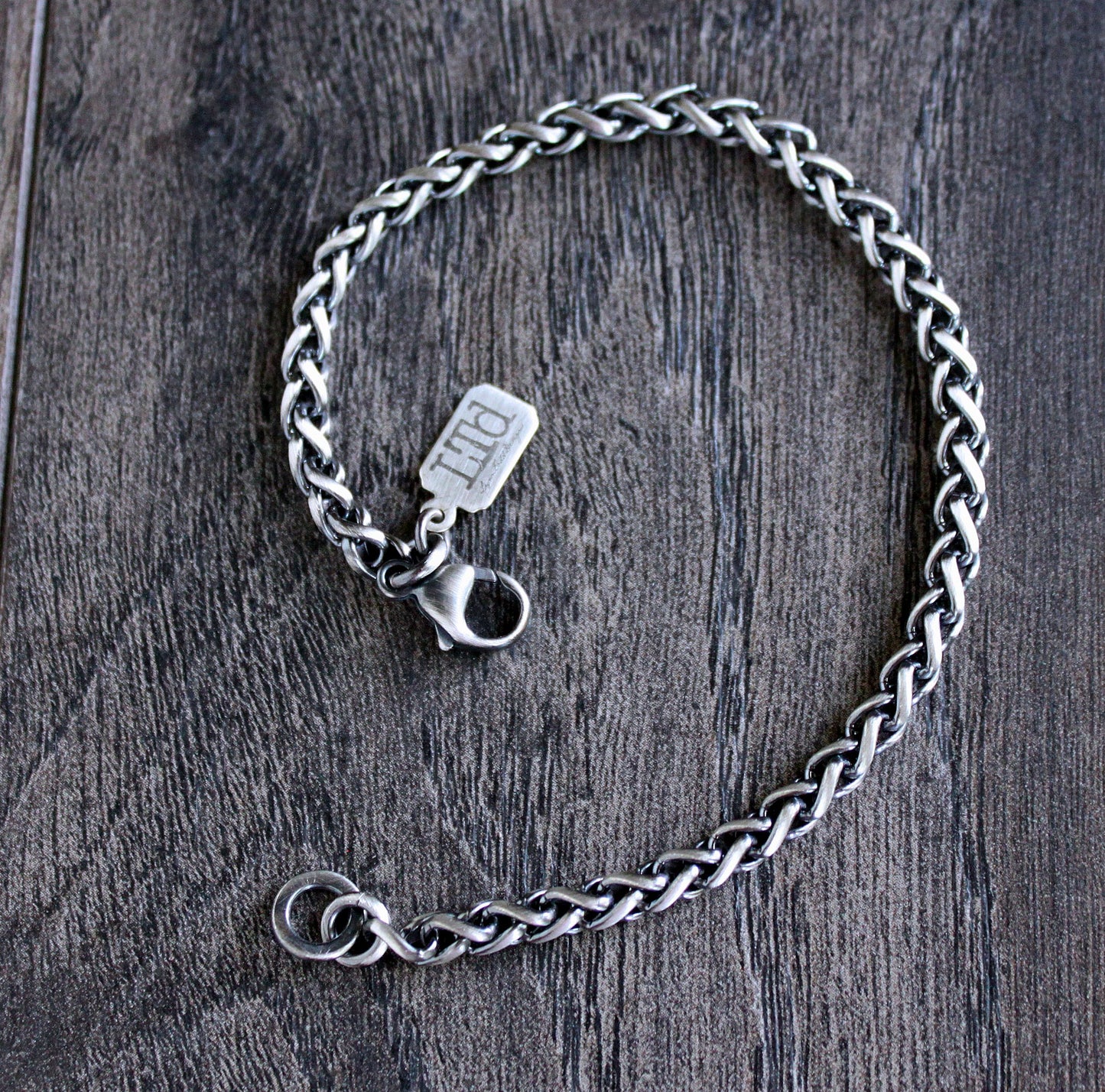 men's 4mm silver wheat chain bracelet