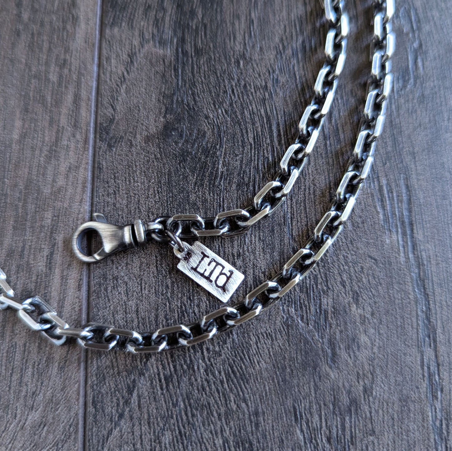 men's .925 sterling silver bevel edge cable chain necklace