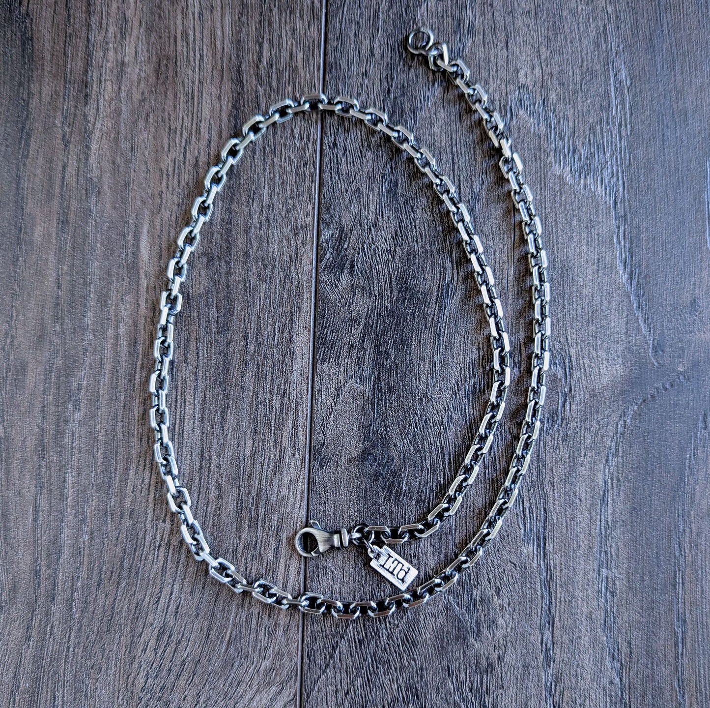 men's oxidized sterling silver 5mm cable chain necklace