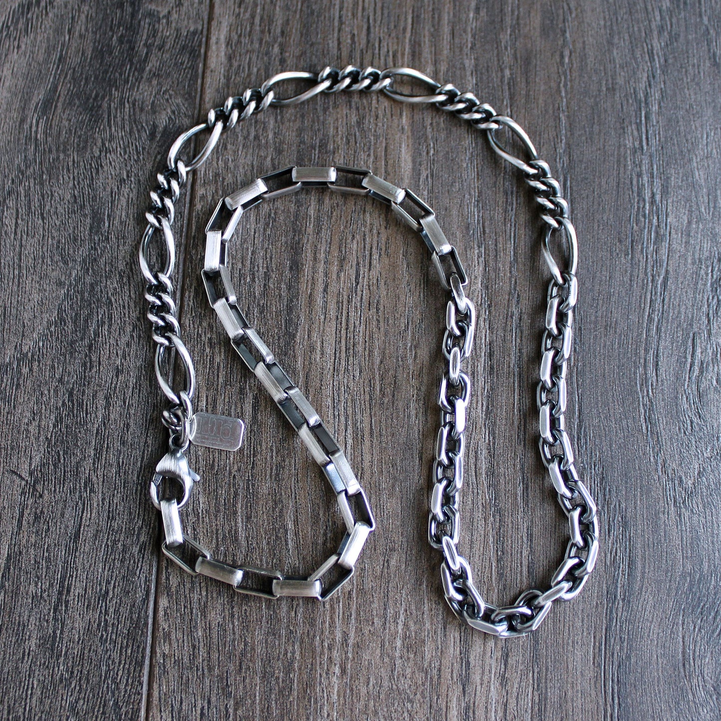 Men's Heavy Mixed Silver Chain Necklace