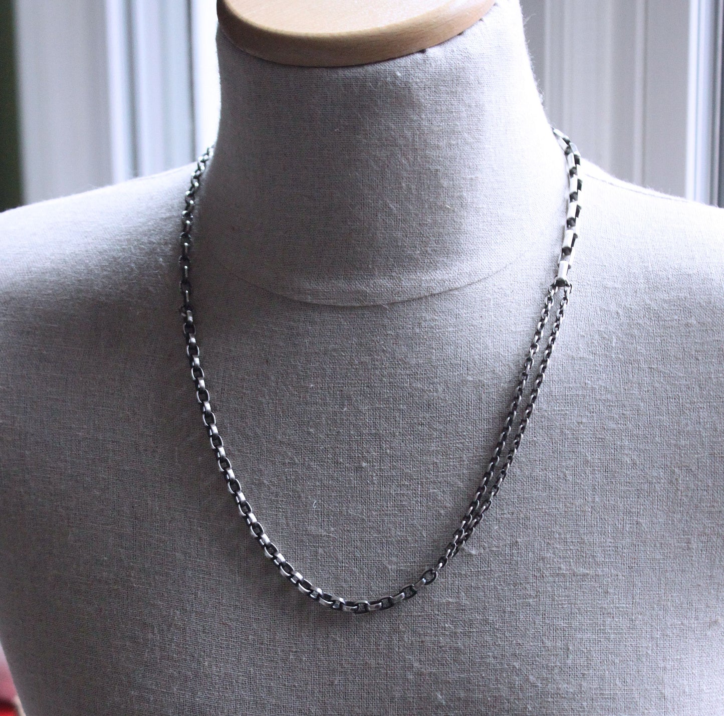 men's 26 inch silver mixed chain necklace