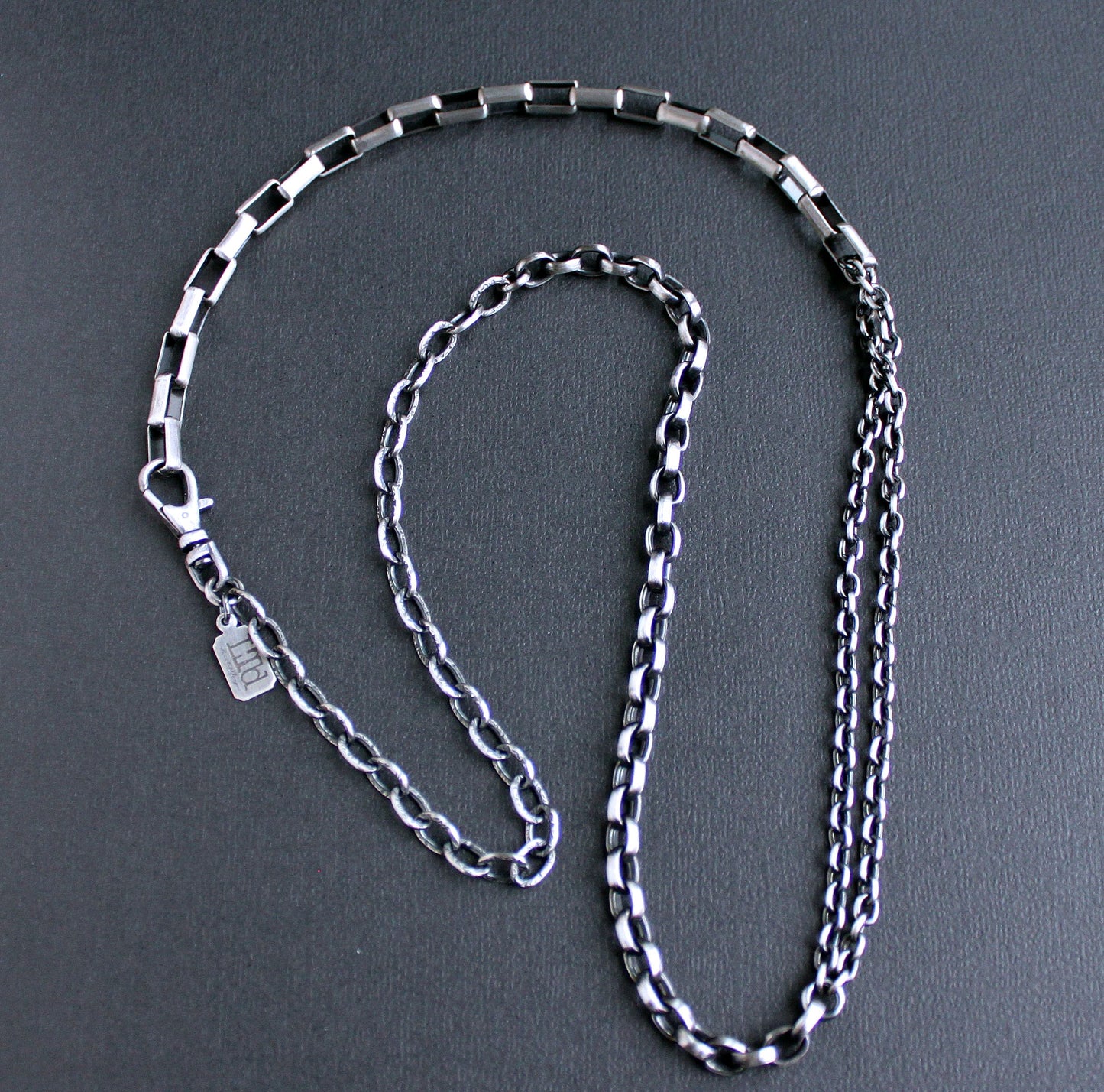 men's cable, box, rolo chain necklace