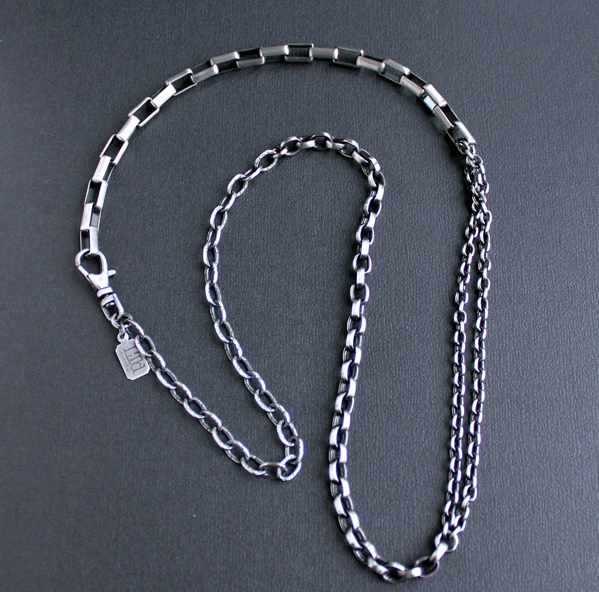 men's cable, box, rolo chain necklace