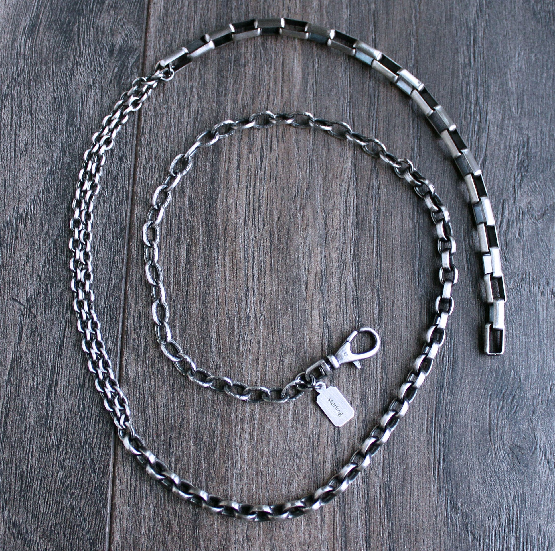 men's sterling silver mixed chain necklace
