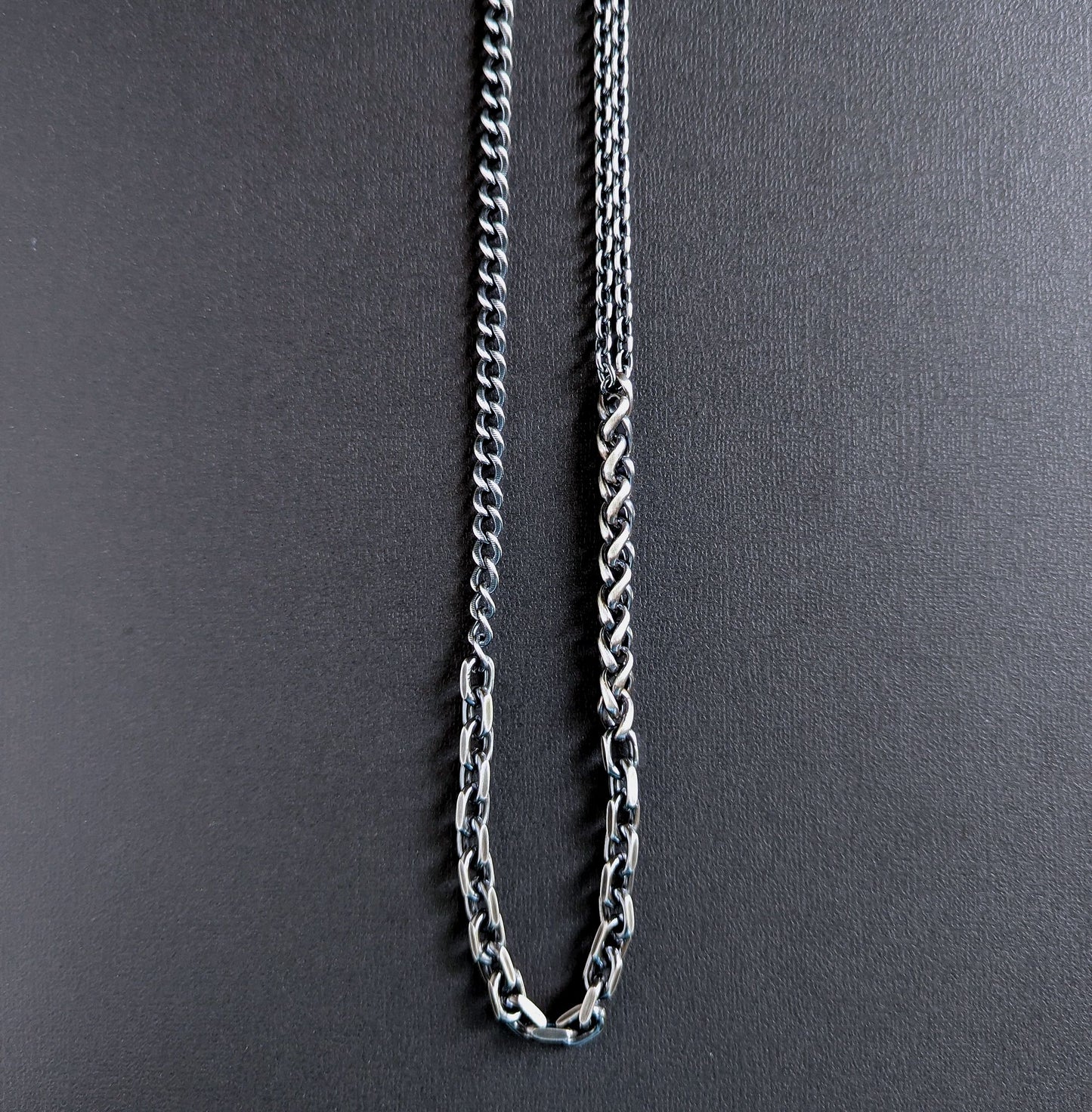 men's heavy silver mixed chain necklace