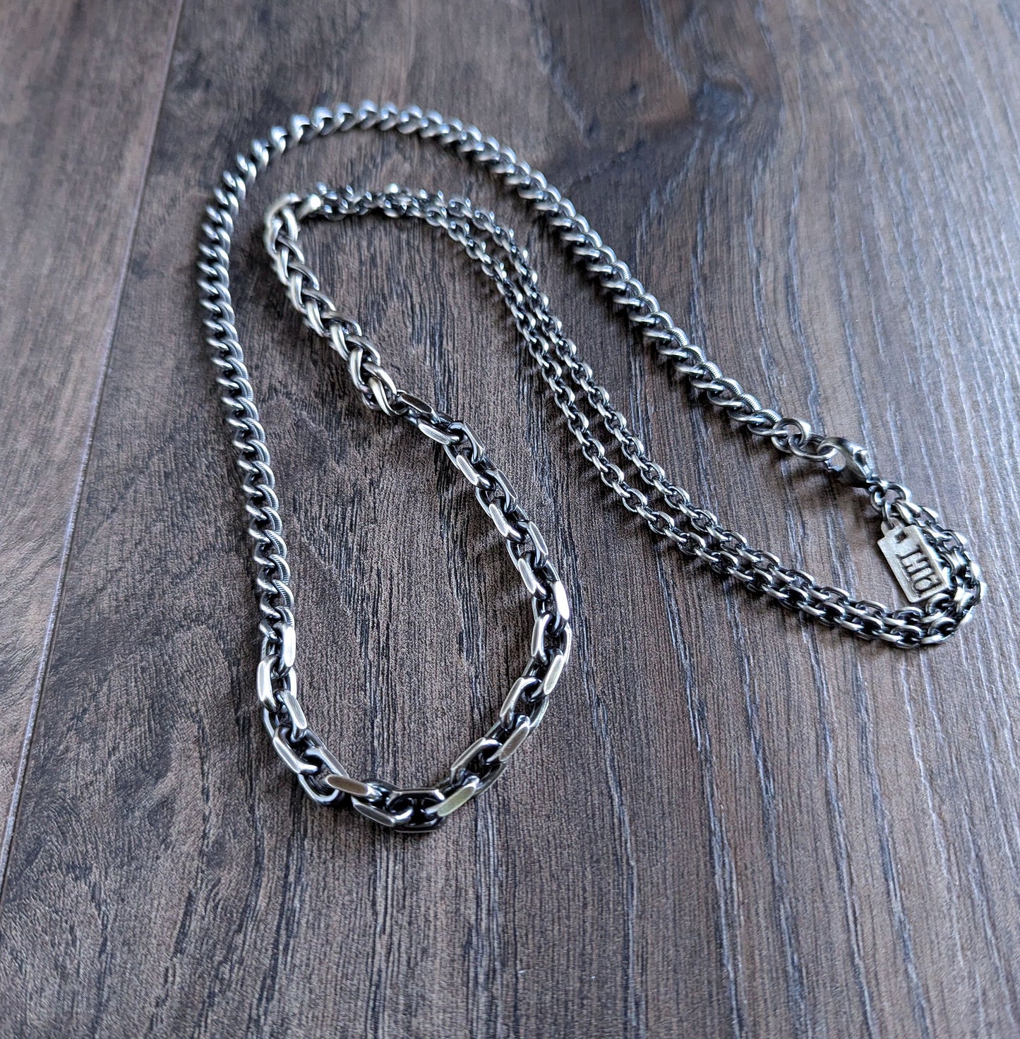 men's sterling silver mixed chain necklace