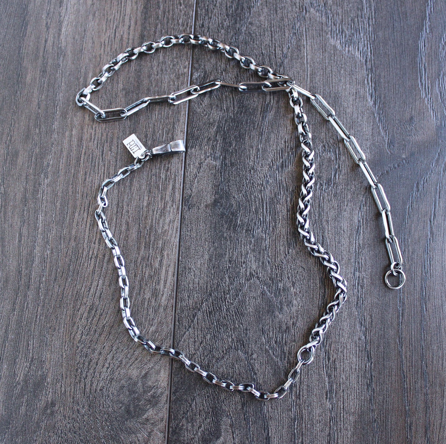 men's sterling silver mixed chain necklace