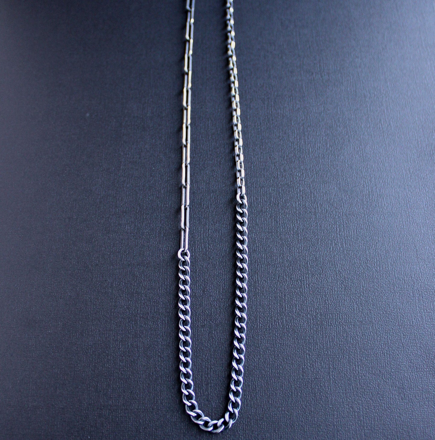 men's rustic sterling silver chain necklace