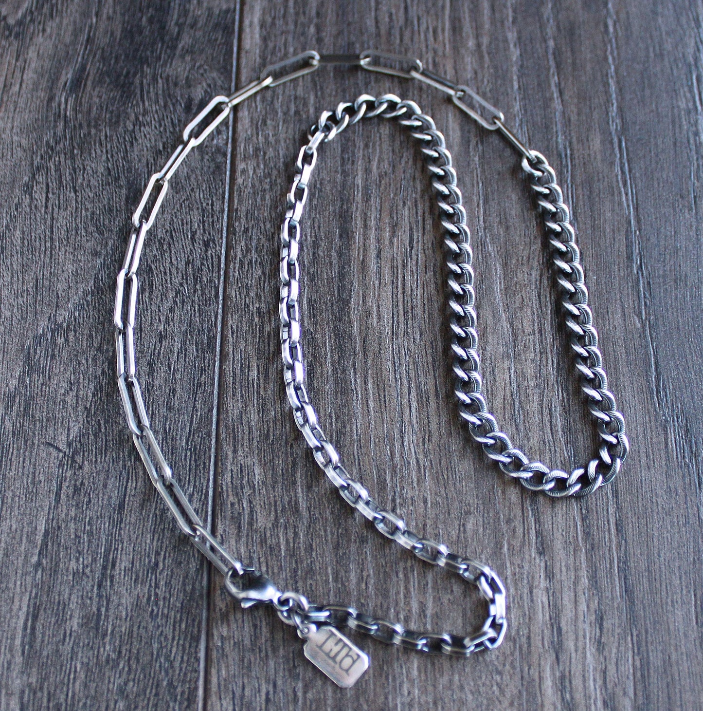 men's silver paperclip cub cable chain necklace