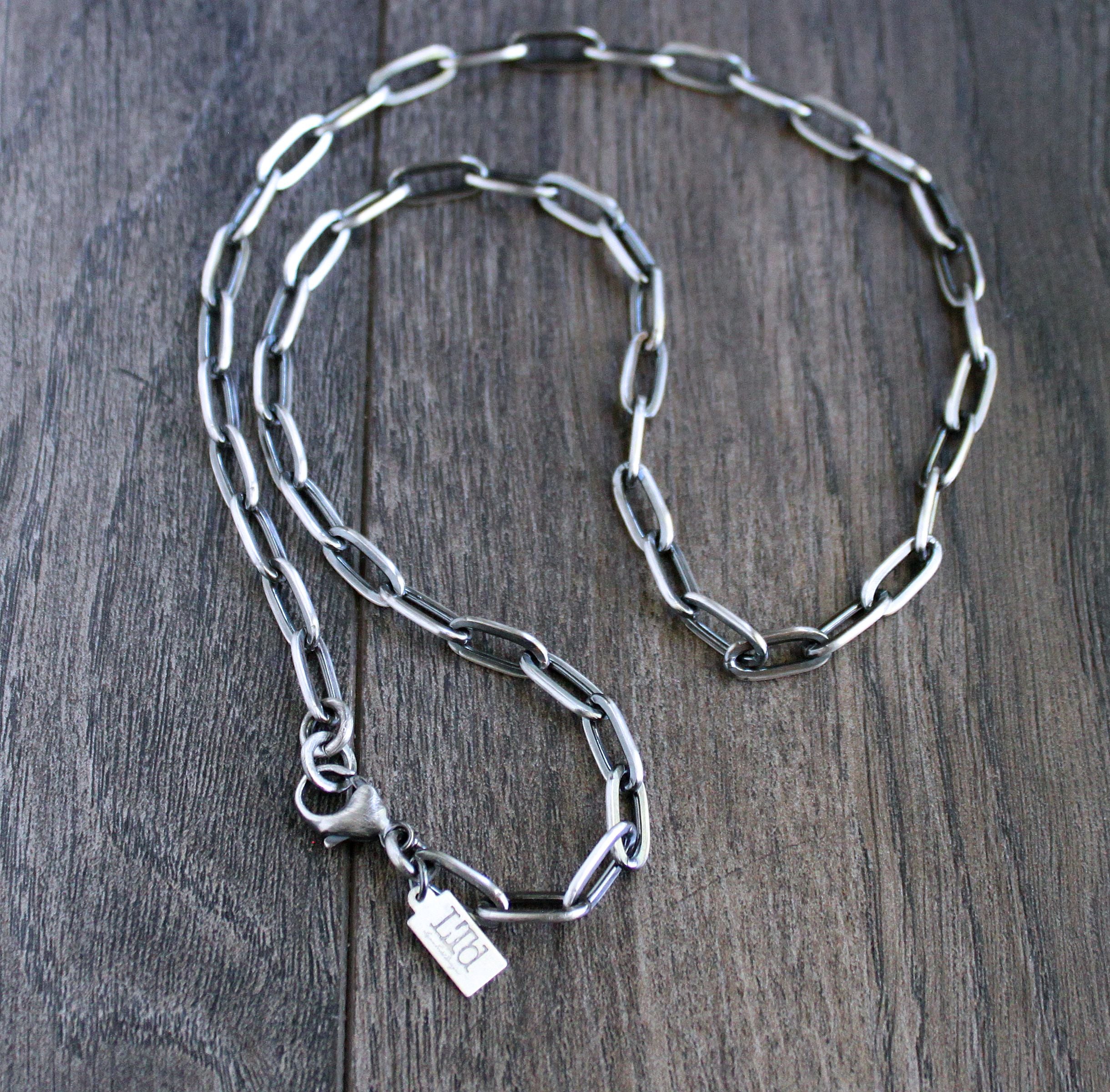 Men's Large Silver Paperclip Link Chain Necklace – LynnToddDesigns