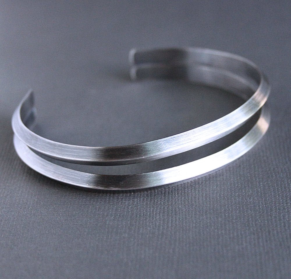 Men's Silver Double Wire Cuff