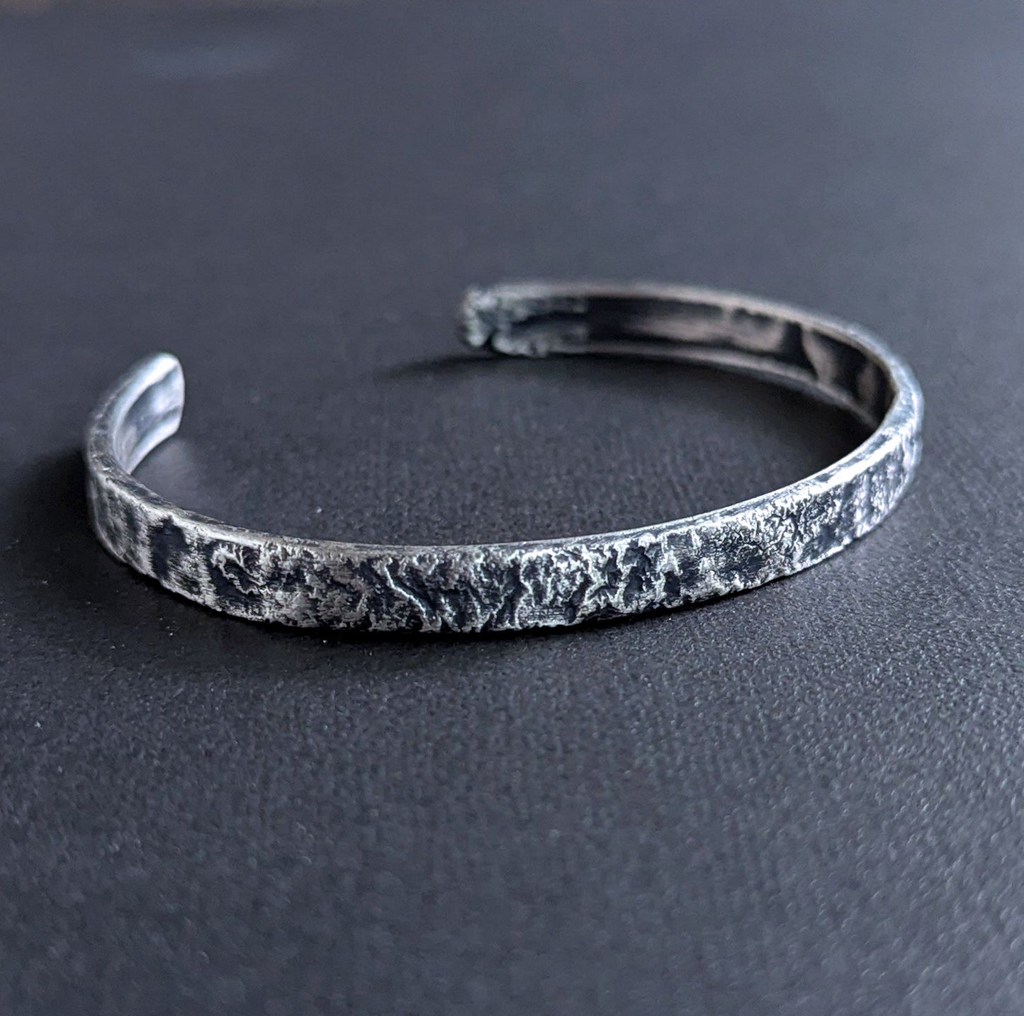 men's rustic textured sterling silver cuff bracelet