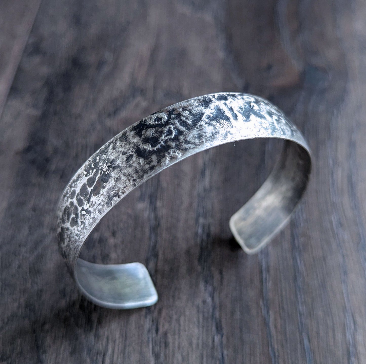 men's rustic sterling silver cuff bracelet