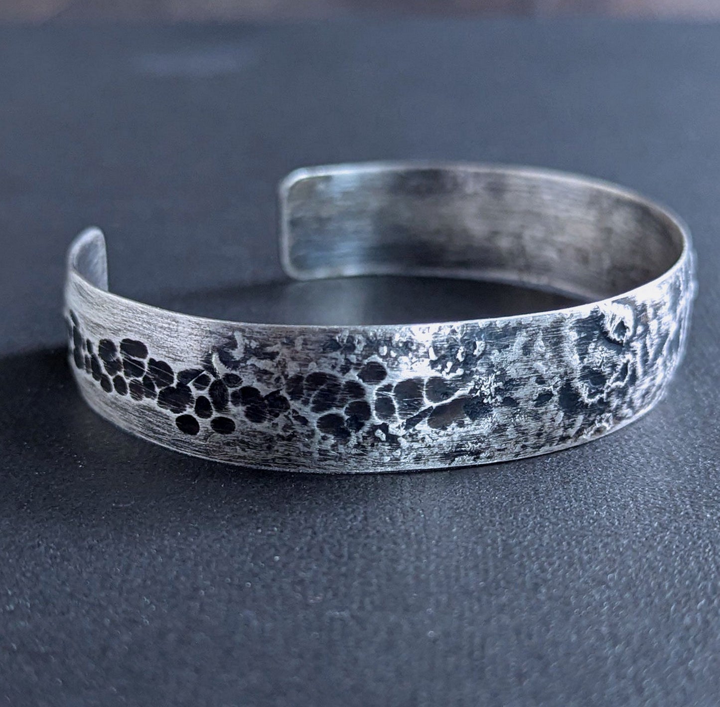 men's rustic hammered silver cuff bracelet