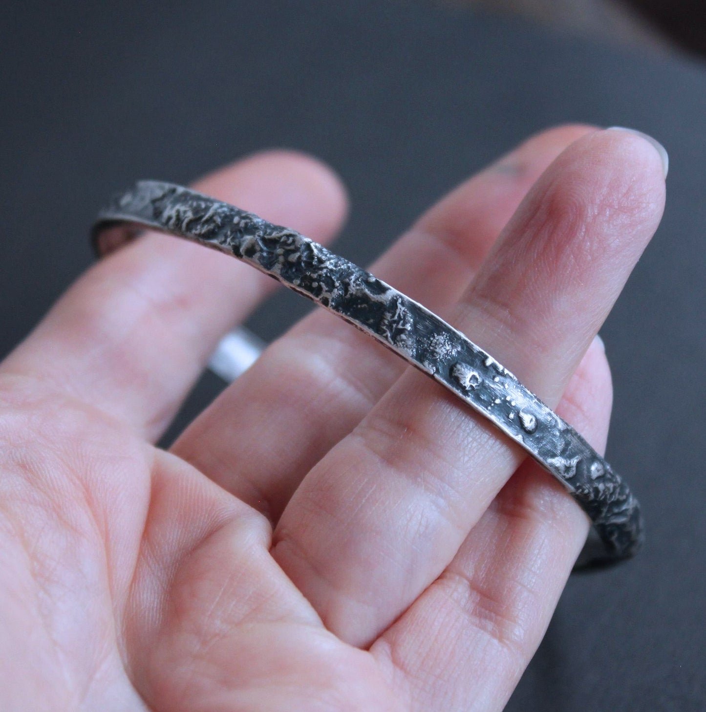 men's rustic oxidized sterling silver cuff bracelet