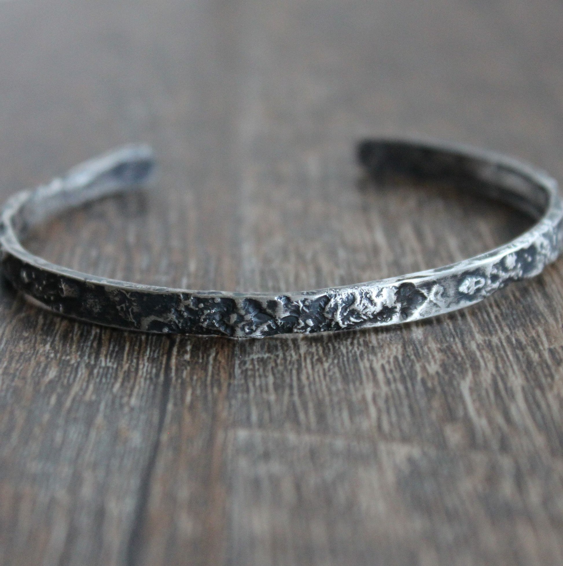 men's thin sterling silver cuff bracelet