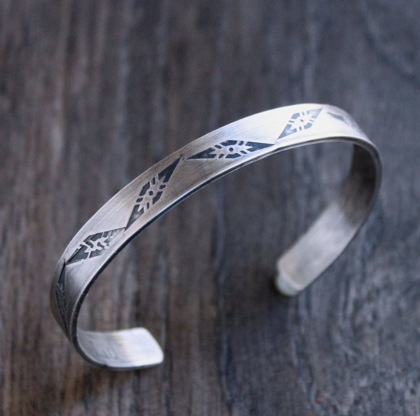 Silver Triangle Stamped Cuff Bracelet