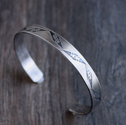 men's sterling silver hand stamped cuff bracelet