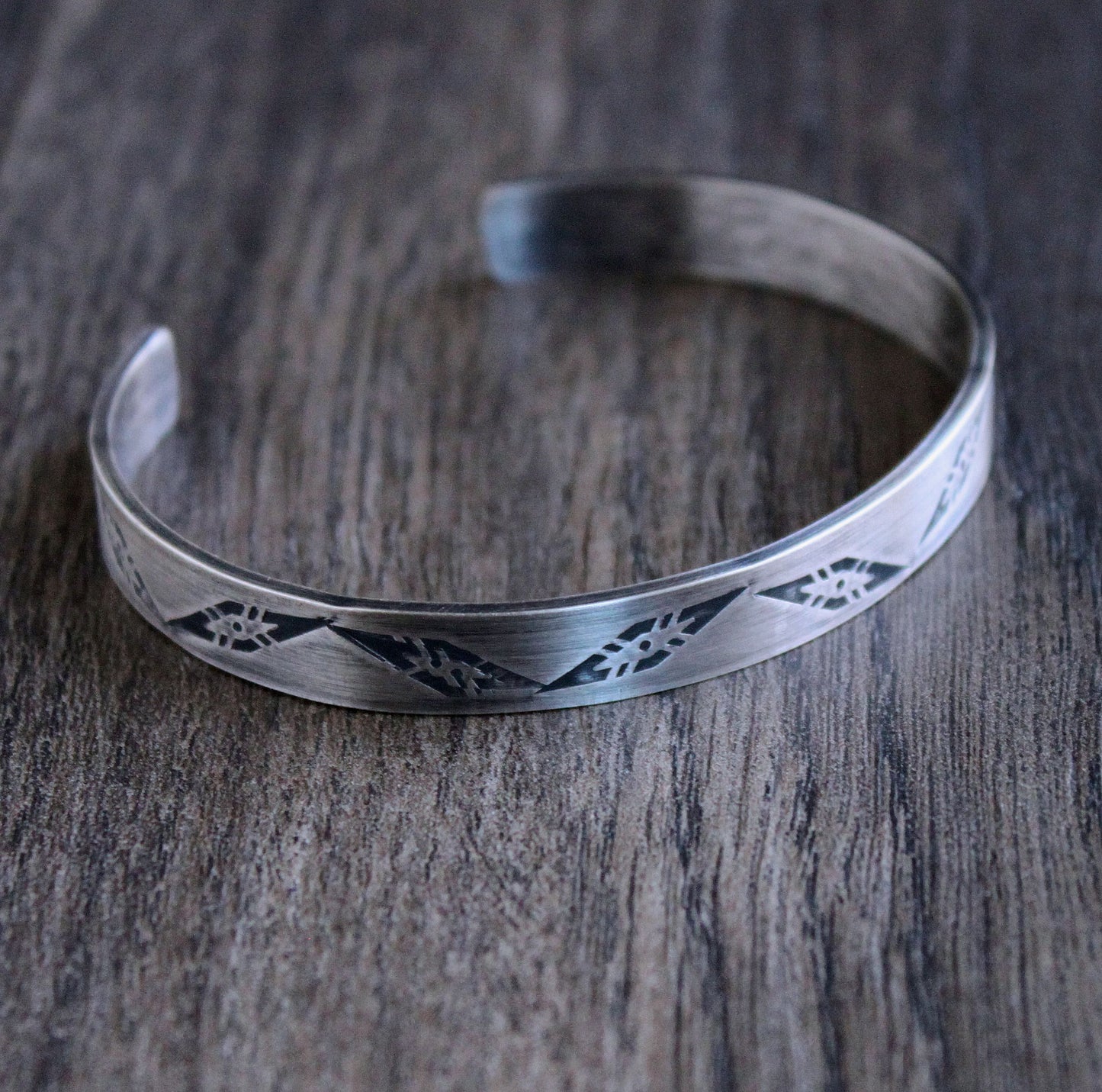 Silver Triangle Stamped Cuff Bracelet