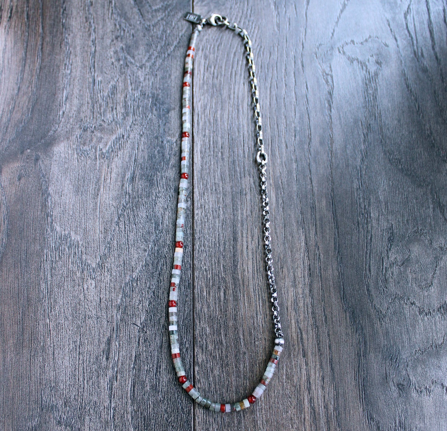 Men's Bloodstone Bead Necklace