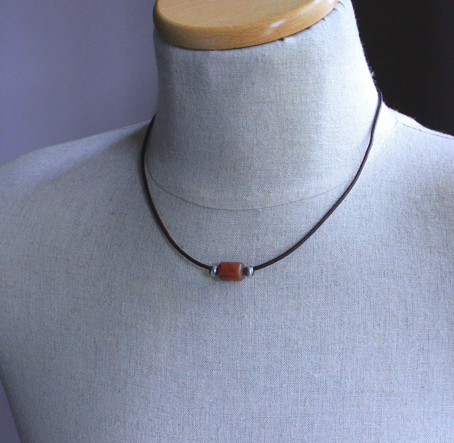 men's large orange bead necklace