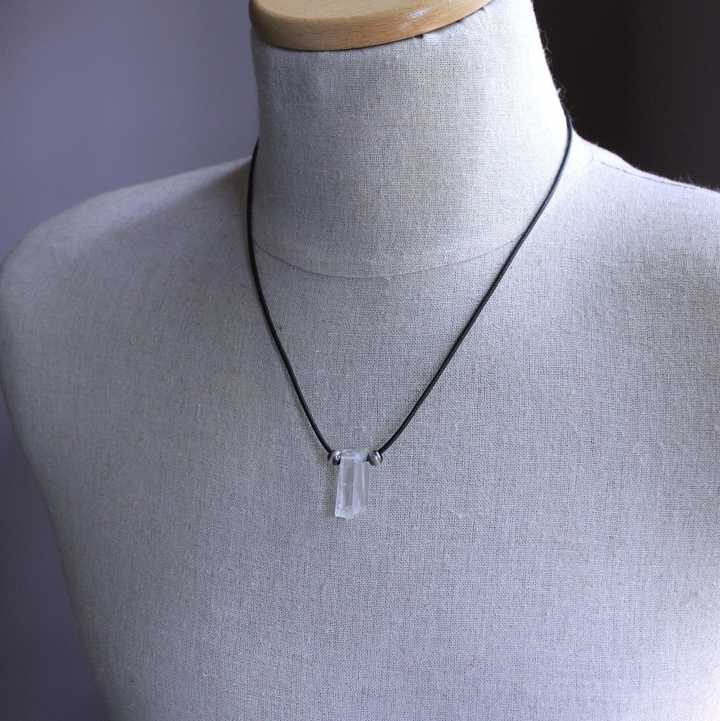 Rough Quartz Crystal on Leather Cord No. 10