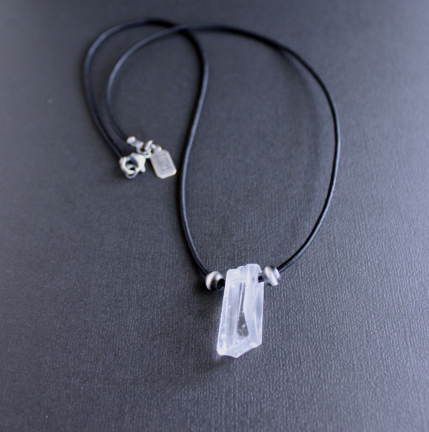 Rough Quartz Crystal on Leather Cord No. 10