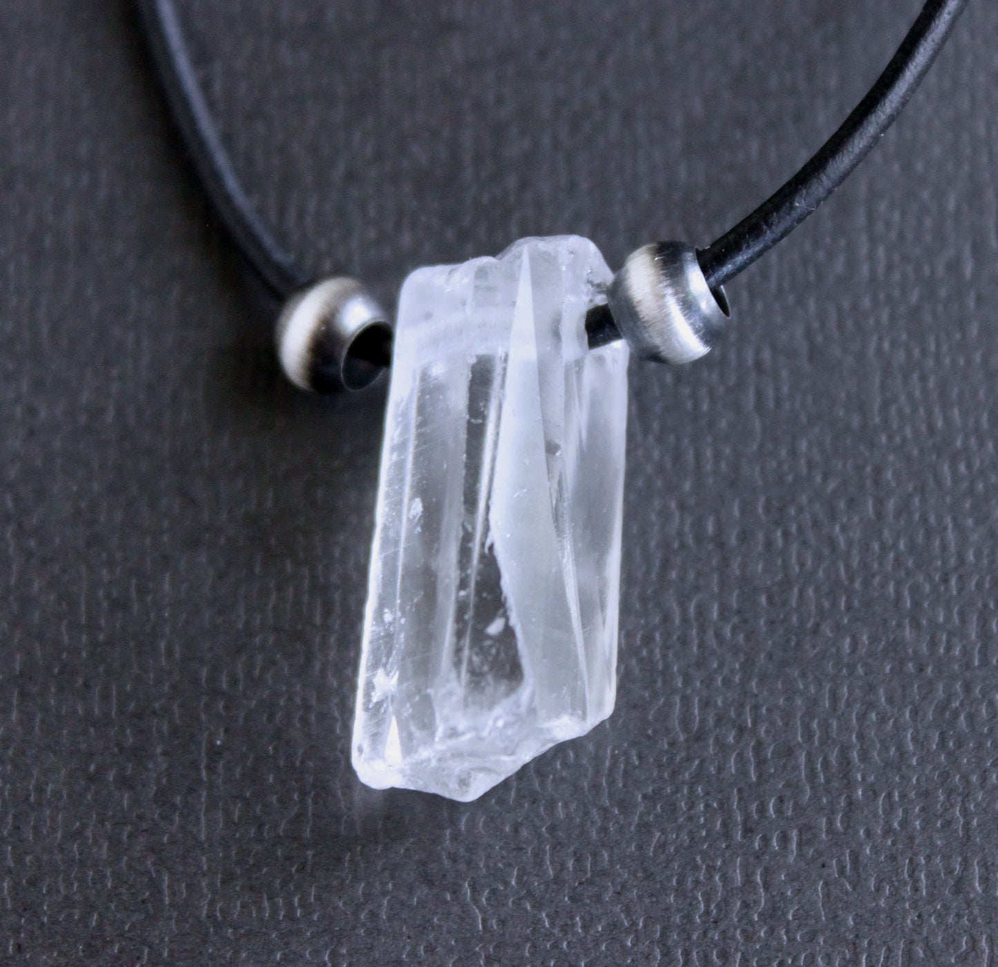 Rough Quartz Crystal on Leather Cord No. 10
