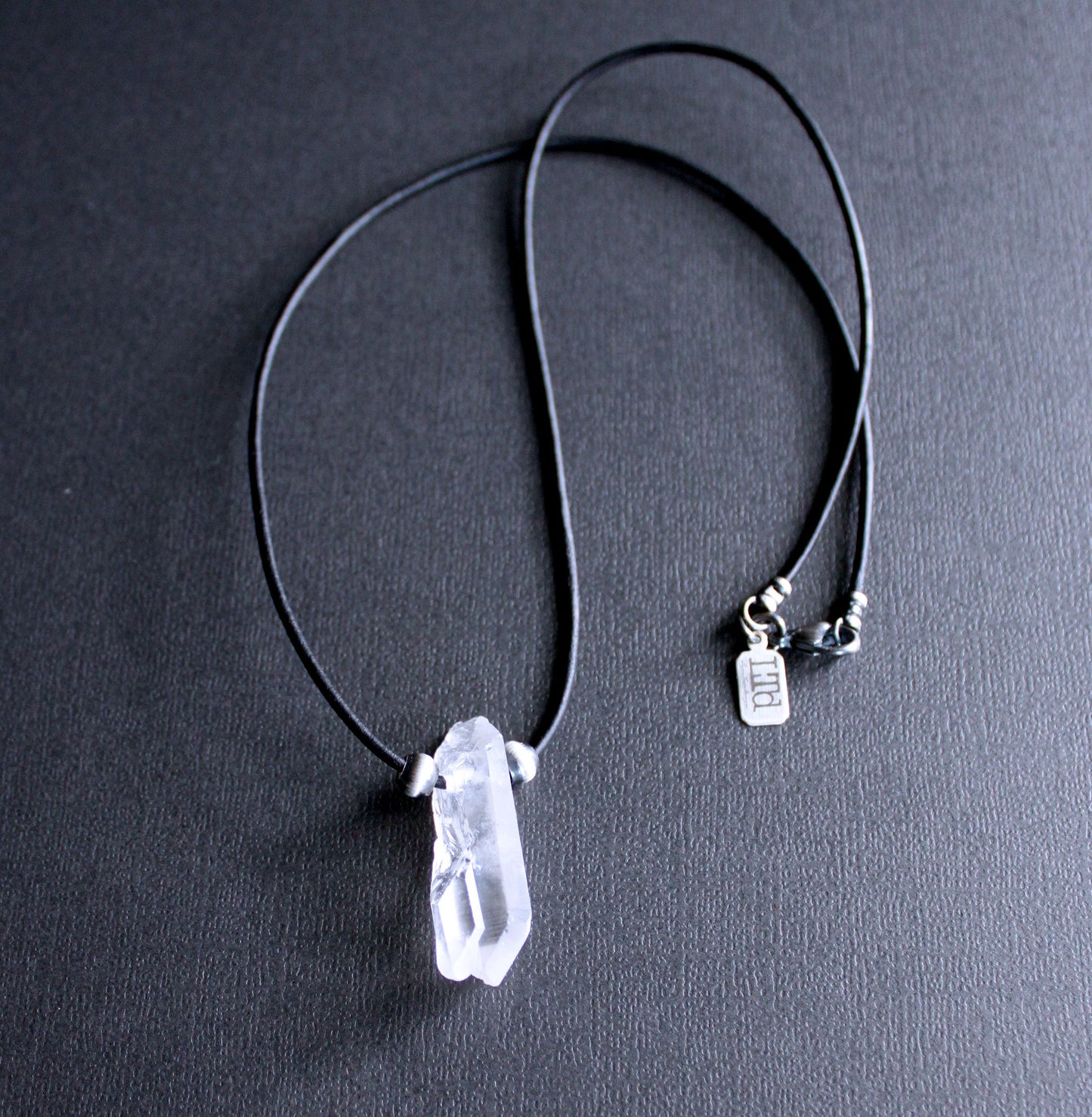 men's double crystal quartz necklace