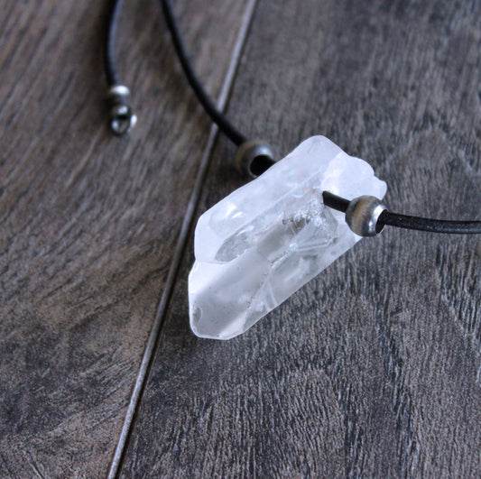 men's double crystal point necklace