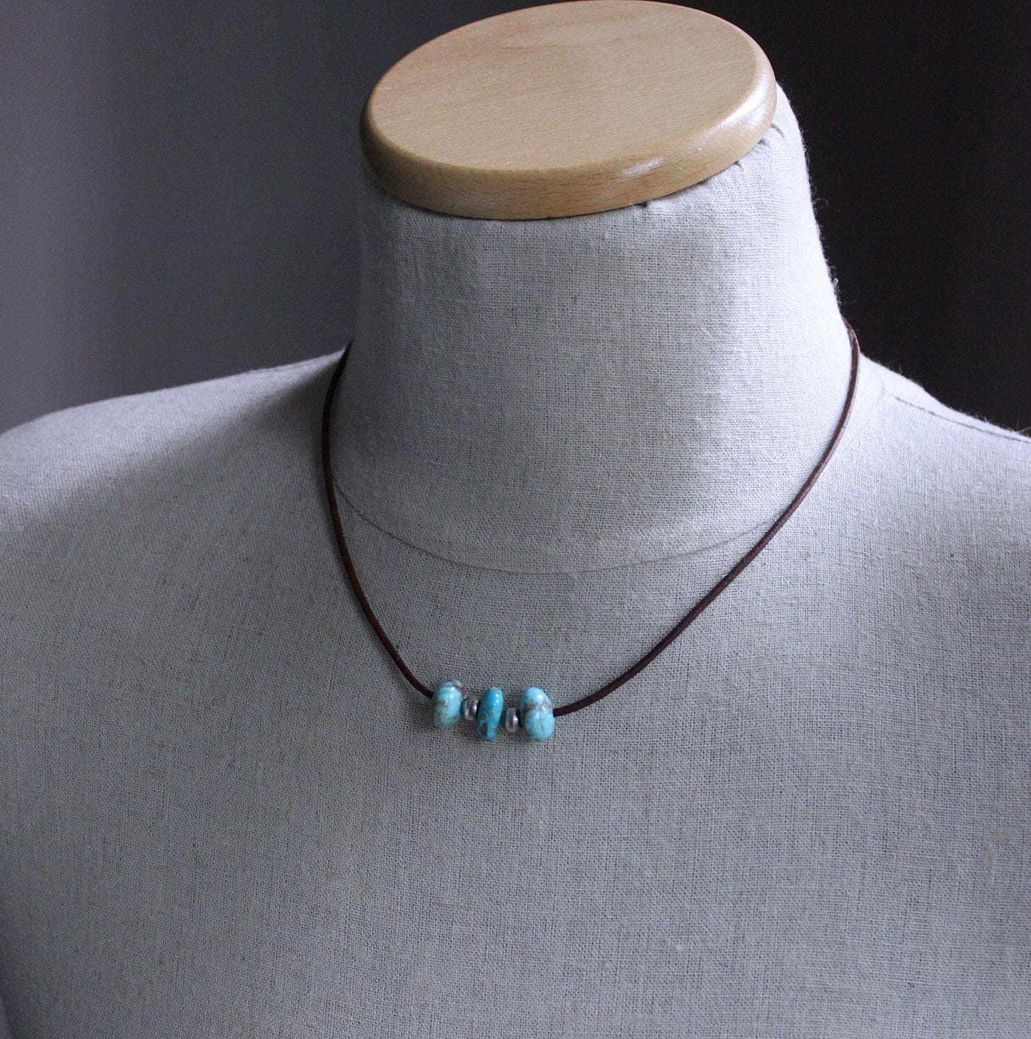 men's turquoise leather cord necklace